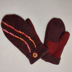 Swittens, Recycled Handmade Wool Sweater Mittens Fleece Lined Large / XL